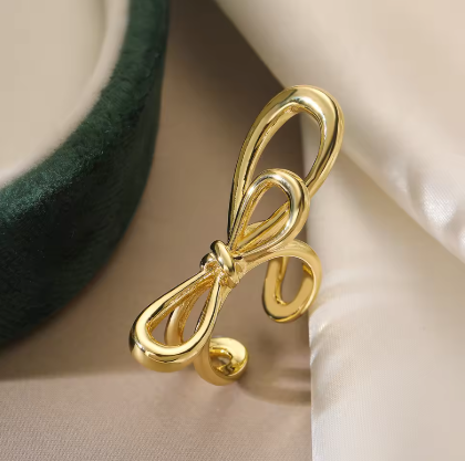 `18k Gold Pated Adjustable Bow Ring