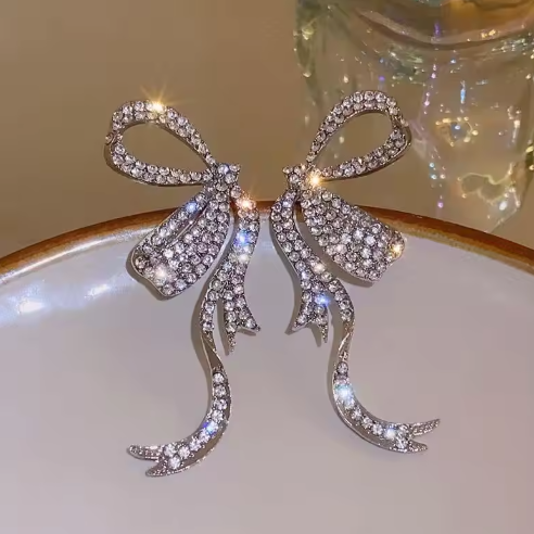 Big Bow Rhinestone Earrings