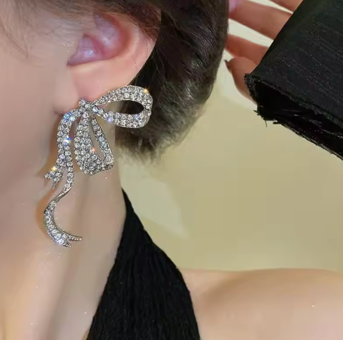 Big Bow Rhinestone Earrings