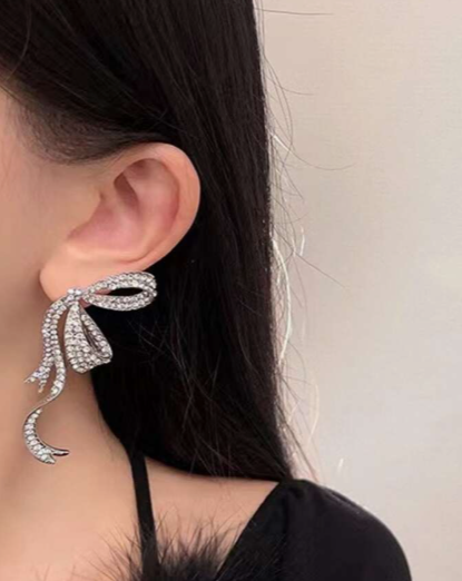 Big Bow Rhinestone Earrings