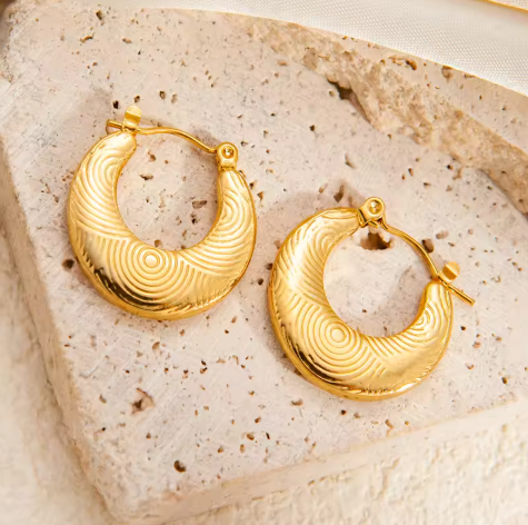 Gold Swirl Hoop Earrings - SubhagAlankar