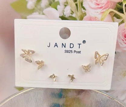 Dainty Butterfly Charm Studs Set - SubhagAlankar