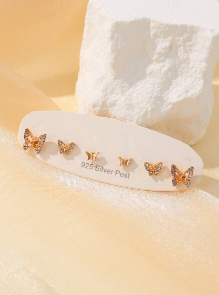 Dainty Butterfly Charm Studs Set - SubhagAlankar