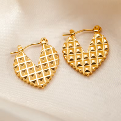 Pyramid Stud Heart Hoop Earrings - SubhagAlankar