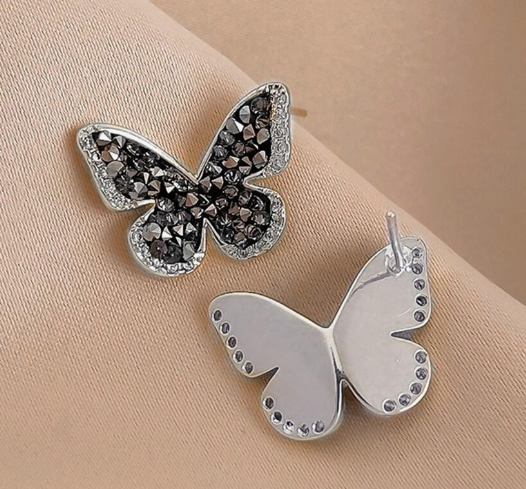 Blingy Black Butterfly Stud