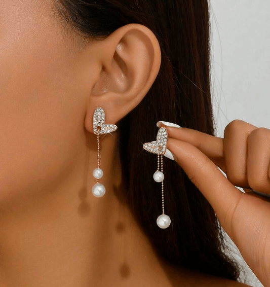 Butterfly Cascade Pearl Earrings - SubhagAlankar