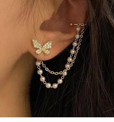 Butterfly Ear cuff Tassel Earring