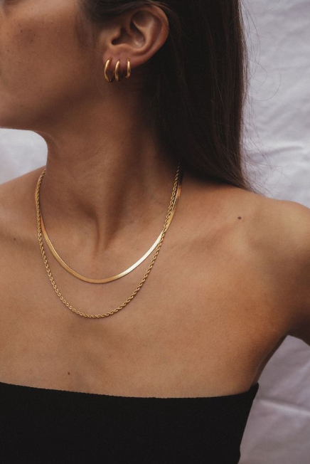 Stack it Up- 14k Gold Plated Double Layer Necklace