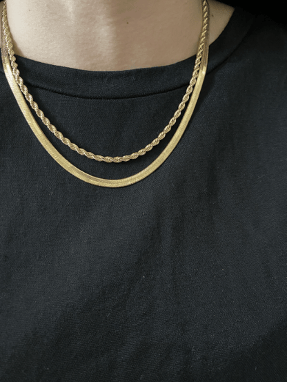 Stack it Up- 14k Gold Plated Double Layer Necklace For Men - SubhagAlankar