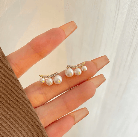 3 pearl stone stud - SubhagAlankar