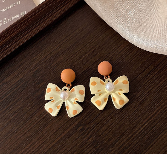 Cute Polka Dot Bow Knot Stud Earrings