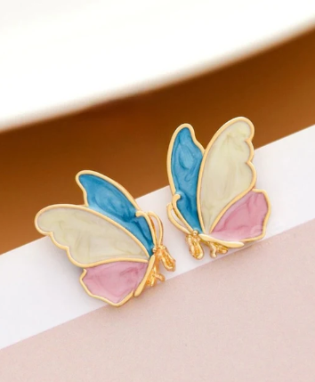 Multicolor Butterfly Stud Earring