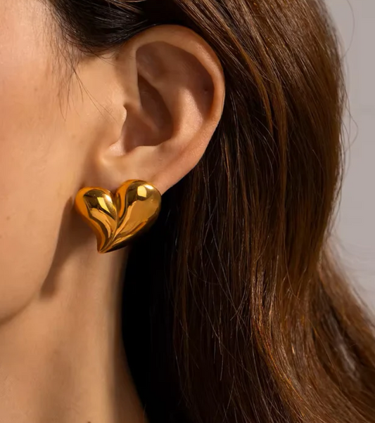 Dainty Gold Heart Stud Earring - SubhagAlankar