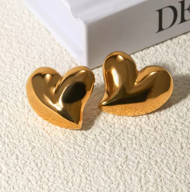 Chunky Gold Heart Stud