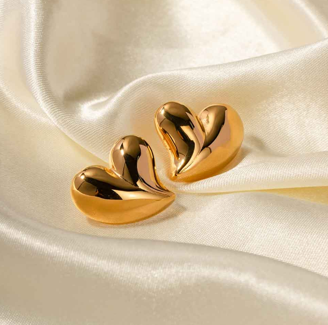 Chunky Gold Heart Stud