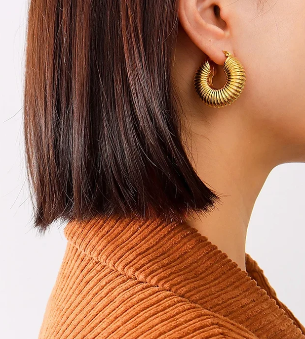 Statement Gold Coil Earring