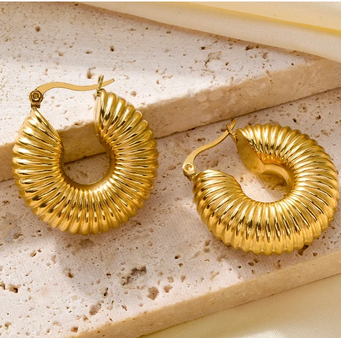 Statement Gold Coil Earring