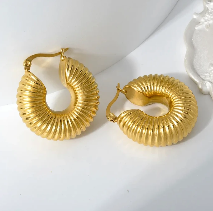 Statement Gold Coil Earring