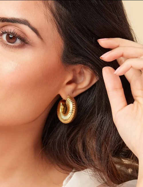 Statement Gold Coil Earring