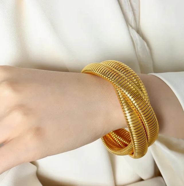 Triple Layer Coil Statement Bracelet