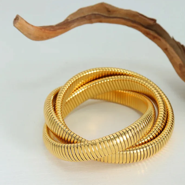 Triple Layer Coil Statement Bracelet