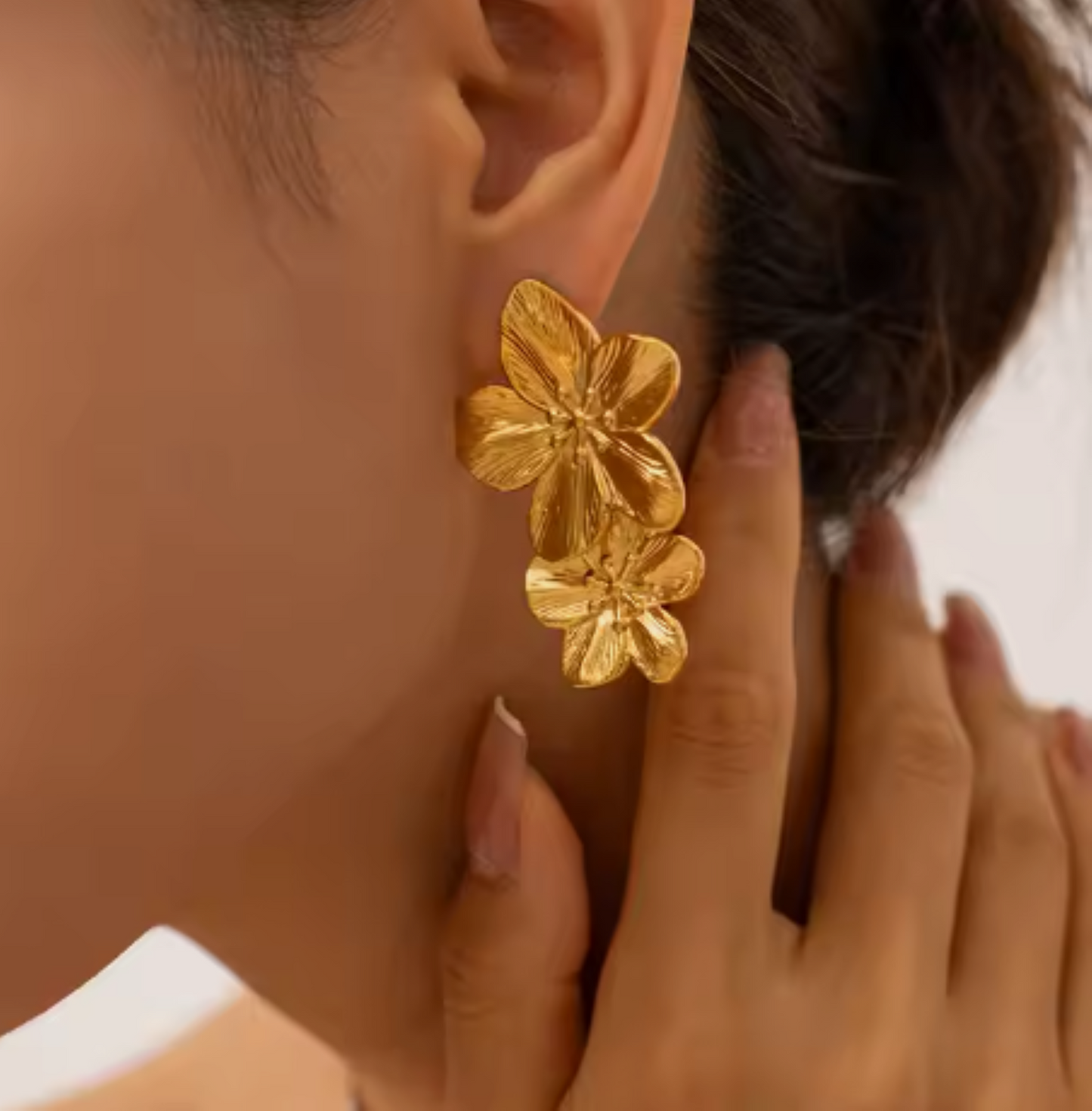 Golden Statement Flower Drop Earring