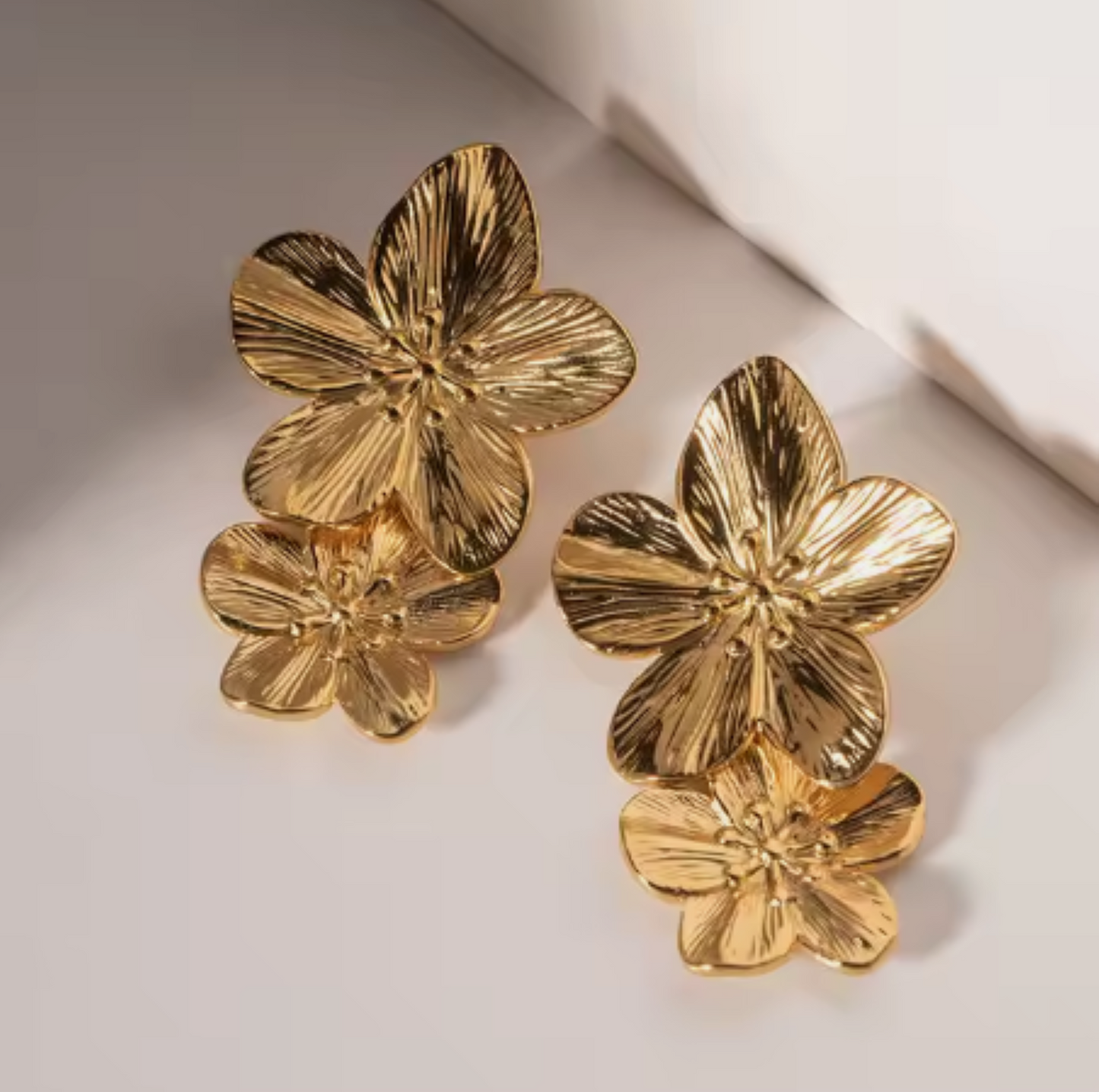 Golden Statement Flower Drop Earring