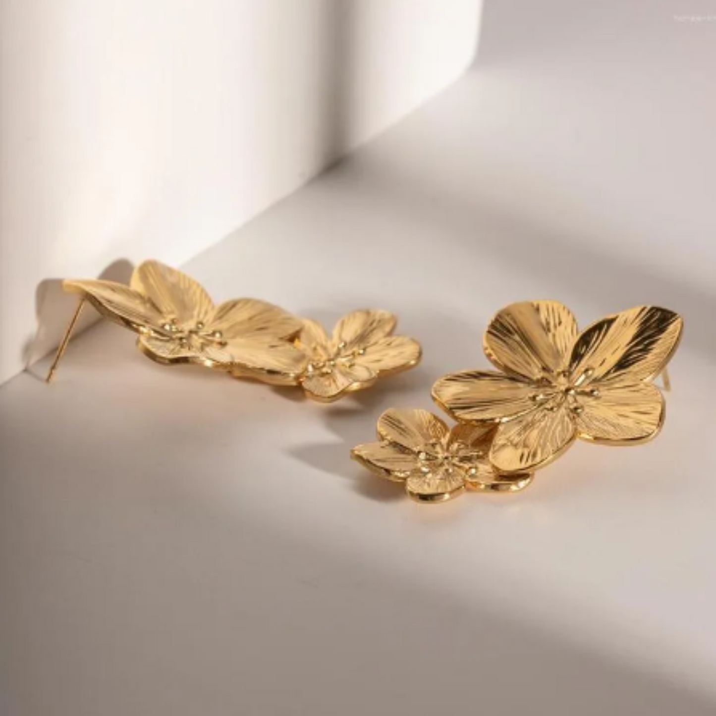 Golden Statement Flower Drop Earring