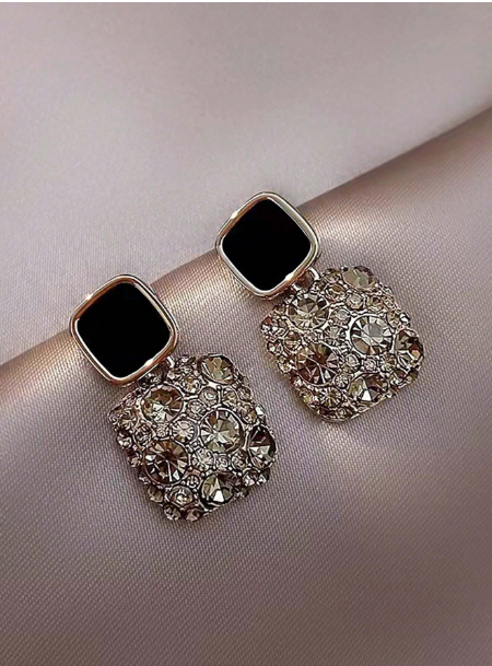 Elegant Black Stone Drop Earring - SubhagAlankar