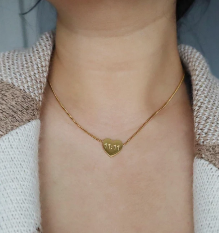 11:11 Angle Number Heart Necklace