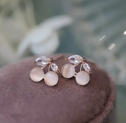 Crystal Cherry Stud Earrings