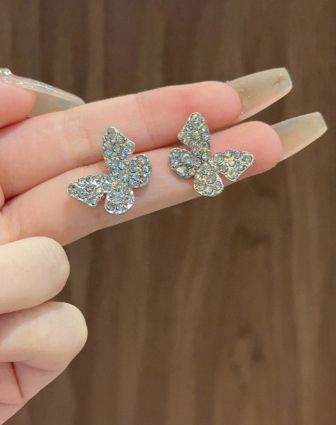 Silver Butterfly Stone Studs