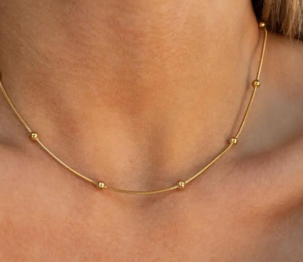 18k Gold Plated Beaded Chain For Women