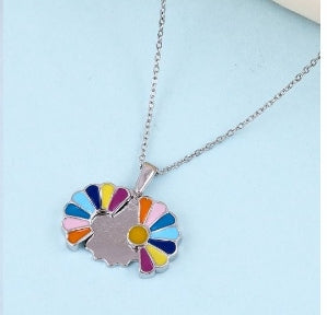 Silver Rainbow Blossom Necklace