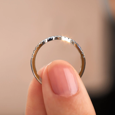 Elegant Silver Curve Pave Ring - SubhagAlankar