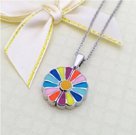 Silver Rainbow Blossom Necklace