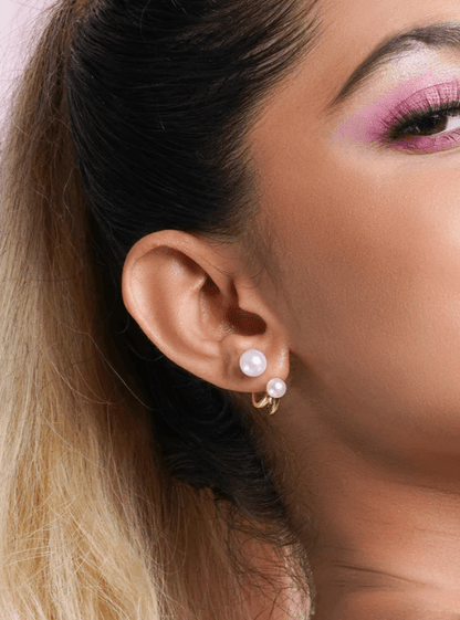 Double Pearl Ear Stud - SubhagAlankar