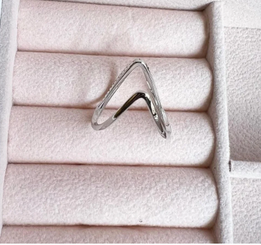 V Shape Silver Ring