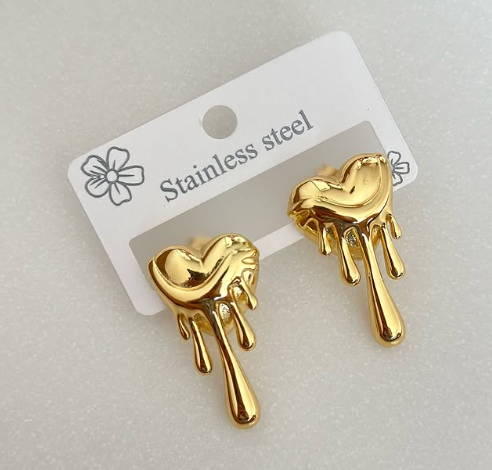 18k Gold Plated Melting Heart Earrings