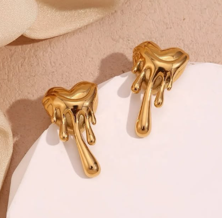 18k Gold Plated Melting Heart Earrings