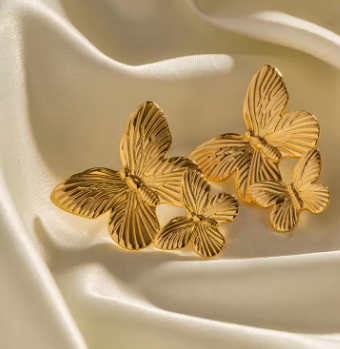 18k Gold Plated Double Butterfly Earring