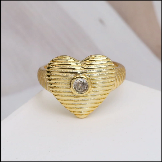 `18k Gold Pated Adjustable Heart Ring