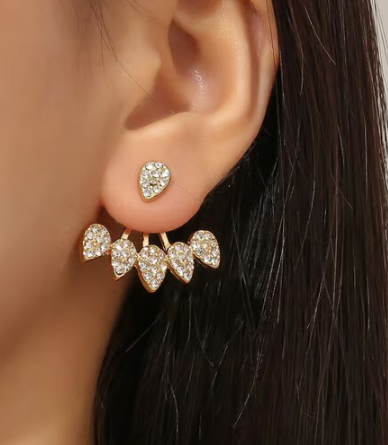 Glittering Crystal Ear Jacket Studs - SubhagAlankar