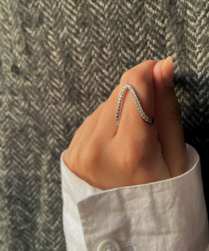 V Shape Silver Ring