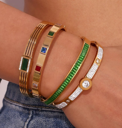 Green Prism Bracelet - 18k Gold plated