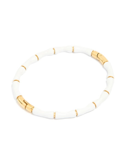 White Enamel Bamboo Thin Wrist/ Baby Size bracelet