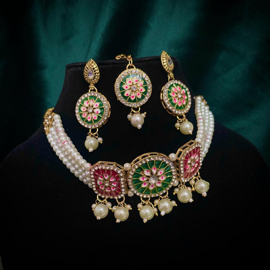 Meera Multi Meena Jewellery Set