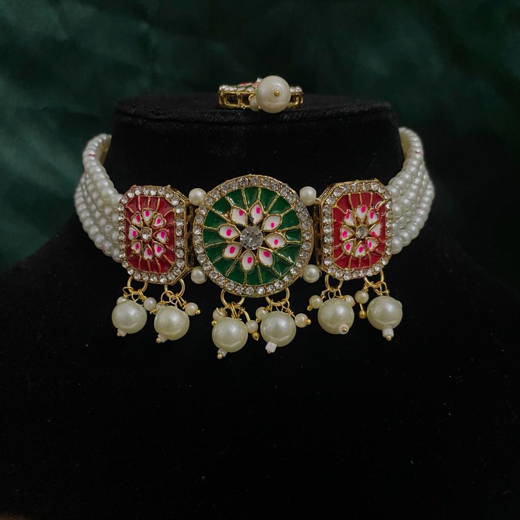 Meera Multi Meena Jewellery Set