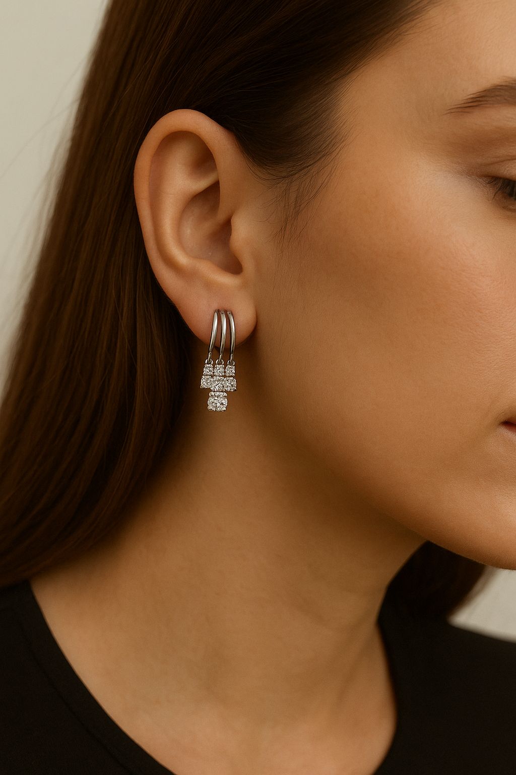 Ophelia Diamond Drop - Platinum plated