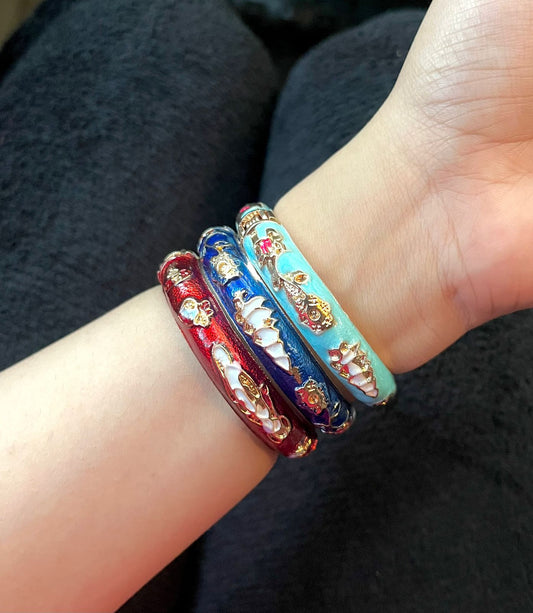 Cloud Enamel Thin Wrist/ Baby Size bracelet